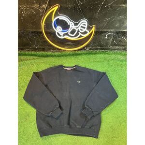 VTG Y2K Champion Eco Authentic Blue Pullover Crewneck Sweatshirt‎ Men's Medium